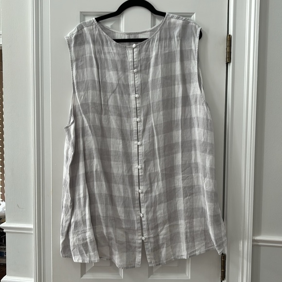 JJill 100% Linen 4X gingham plaid blouse, NWT - Picture 2 of 8